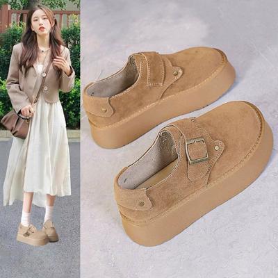 Cowhide Version~ Genuine Leather Platform One-pedal Women's Shoes Spring New Boken Doudou Shoes