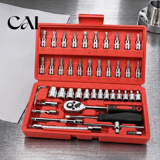 Ratchet Wrench Kit Professional Socket Set, Cr-V Steel Alloy Ratchet/Hex Multi-Bit Tool Set with Portable Storage Case for Home Maintenance