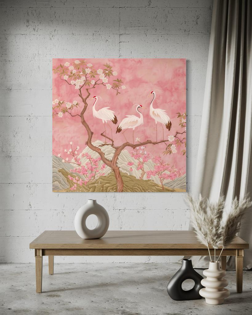 Canvas Print, Cranes Birds Landscape