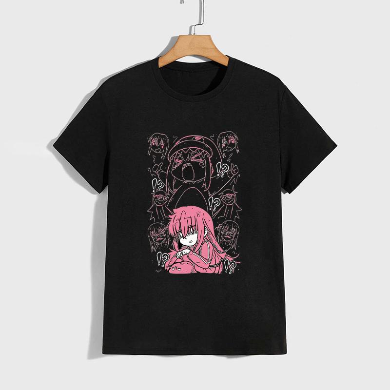 High Quality Pure Cotton T-shirt Kessoku Band Print T-shirt Men's and Women's Daily Casual Comfort Tees Japan Anime T Shirt