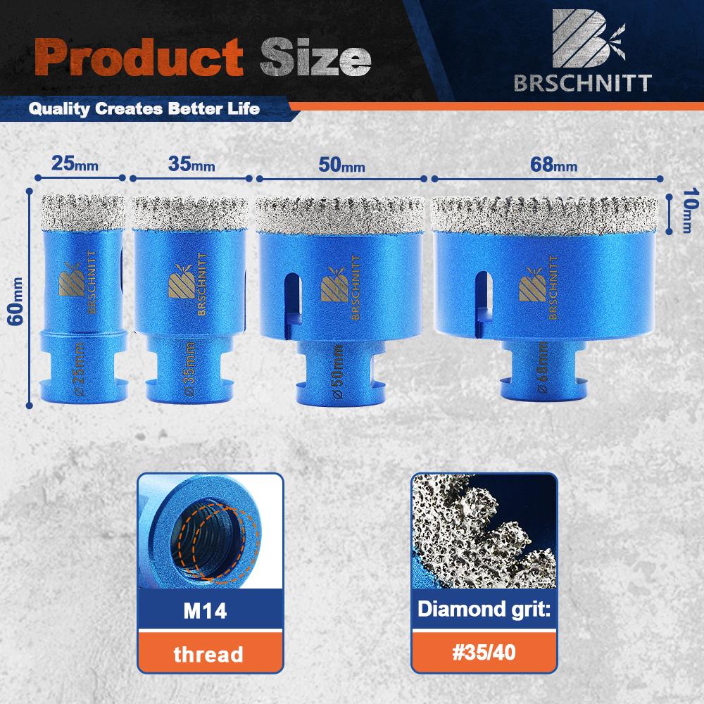 BRSCHNITT Drilling Bit Dia 20-100mm for Granite Marble Stone Hole Saw Porcelain Tile Cutter Drilling Core Bit