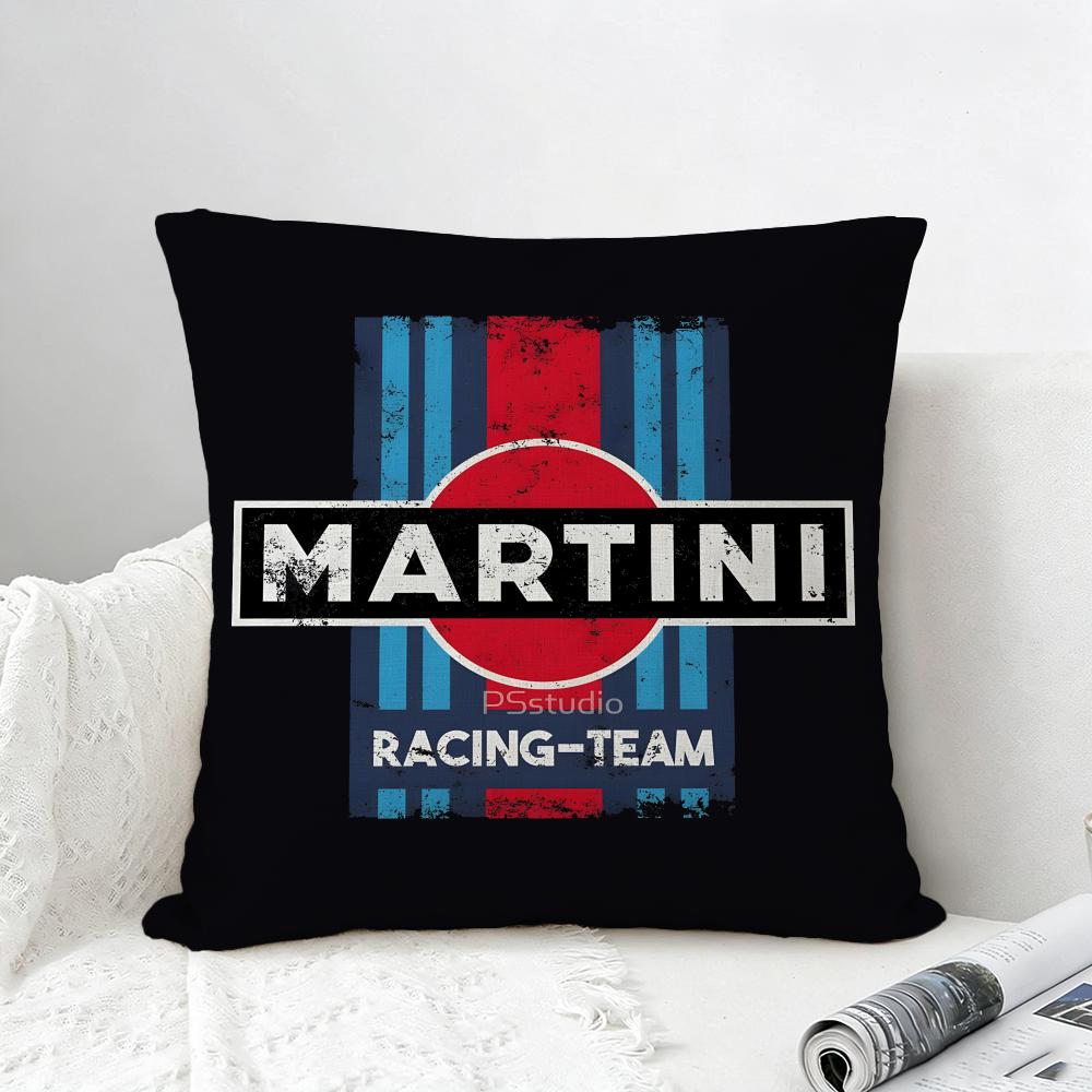 Motorsport Martini Racing Cushion Cover Natural Linen Pillowcase Set AllinOne Decor for Sofa Bedroom Chair