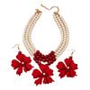 Light Luxury Flower Necklace Earrings Pearl Beaded Women's Necklace Suit  Banquet