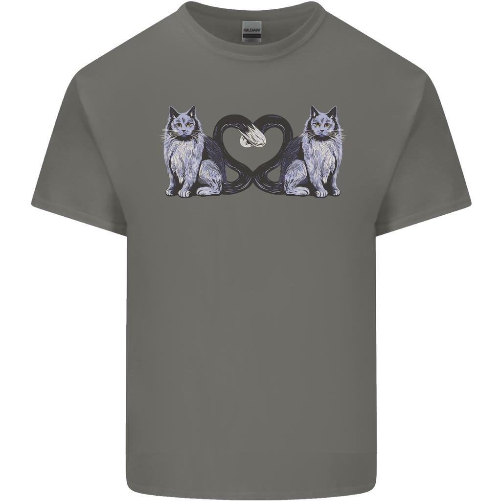 Two Heart Tailed Cats Love Unisexs Light Cotton TShirt