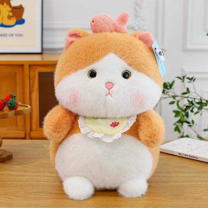 Cute Greedy Cat Doll Cartoon Little Fish Cat Plush Toy Doll Children's Rag Doll Birthday Gift