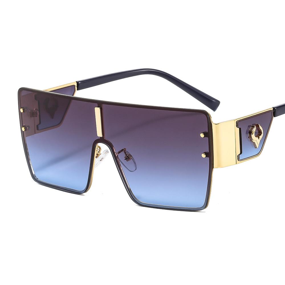 2024 Newest High Fashion Custom Logo Men Women Uv400 Gafas De Sol One-Piece Huge Square Frame Sunglasses