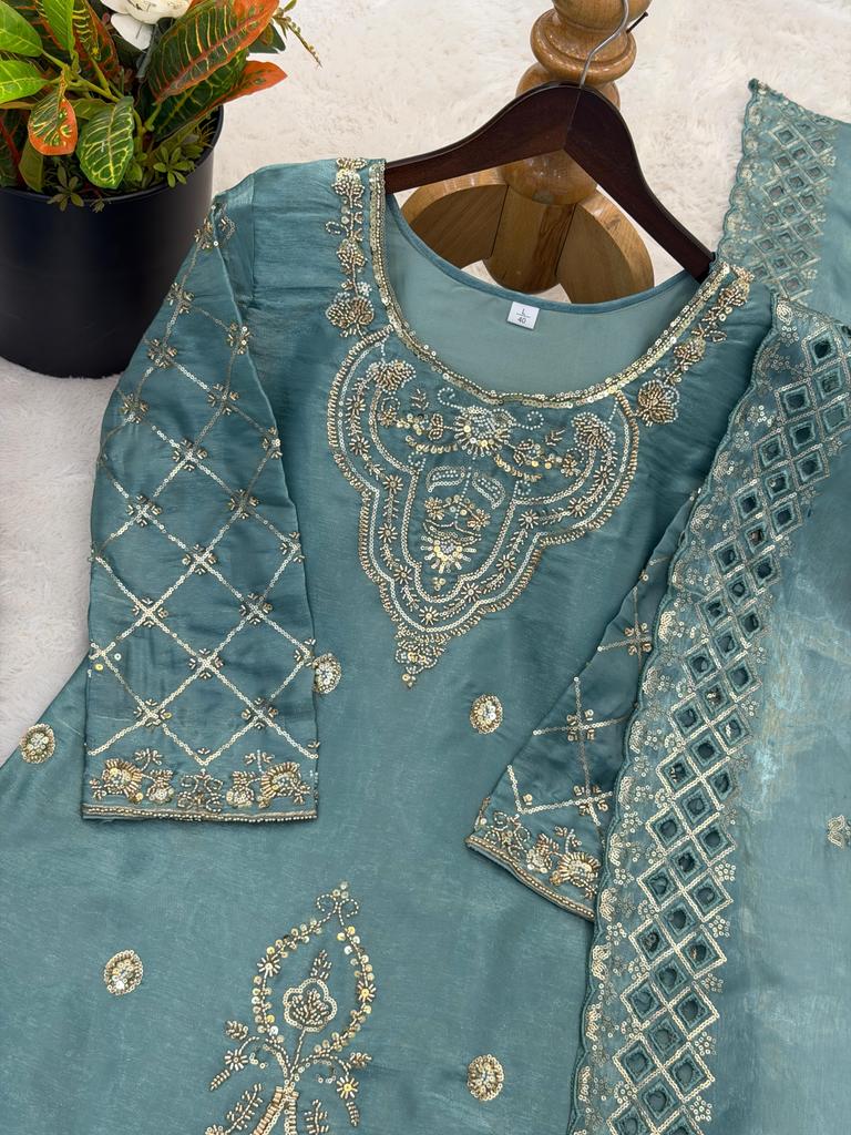 Indian Bollywood Salwar Kameez Palazzo Dupatta Set Women Designer Ethnic Fancy Silk Salwar Suit