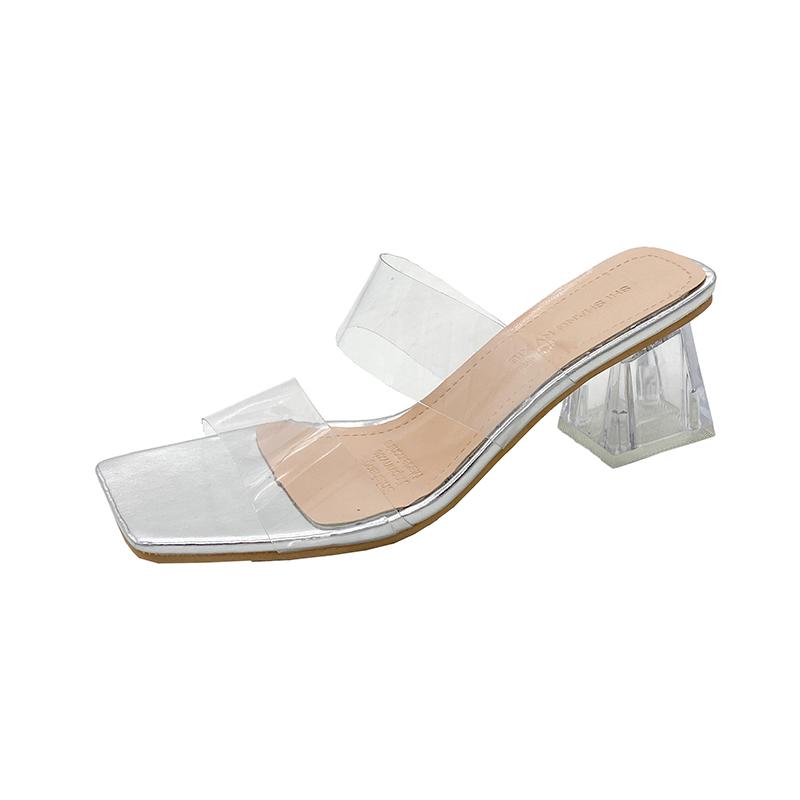 Fashion 2025New Summer Women's Pump Sandals PVC Jelly Slippers Open Toe High Heels Women's Plexiglass Slippers Heels Transparent Sandals