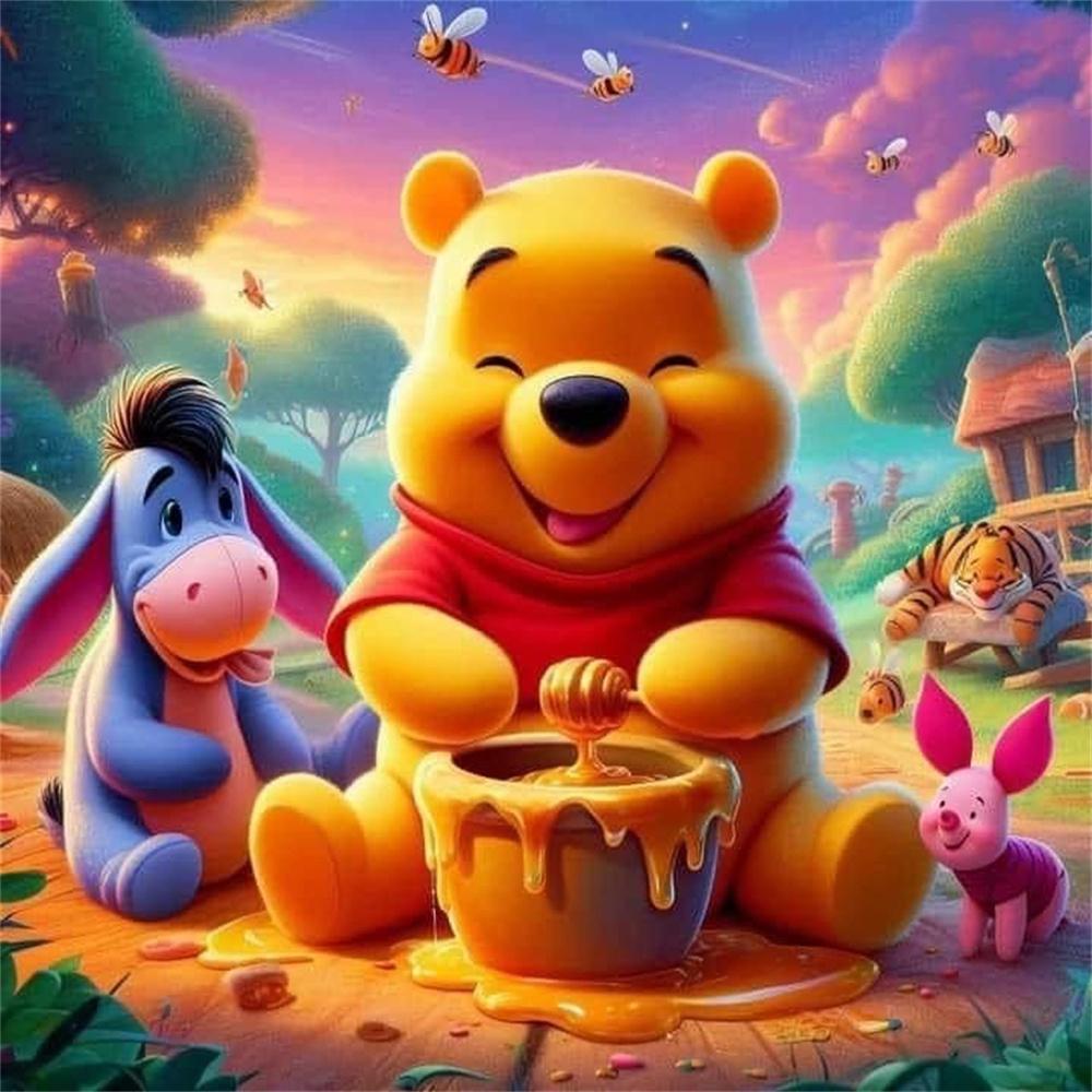 5D Fai da te Rotondo Quadrato Completo Diamante Cartone Animato Gatto e Topo Pittura Diamante Winnie The Pooh Mosaico Fatto a Mano Decorazione per la Casa
