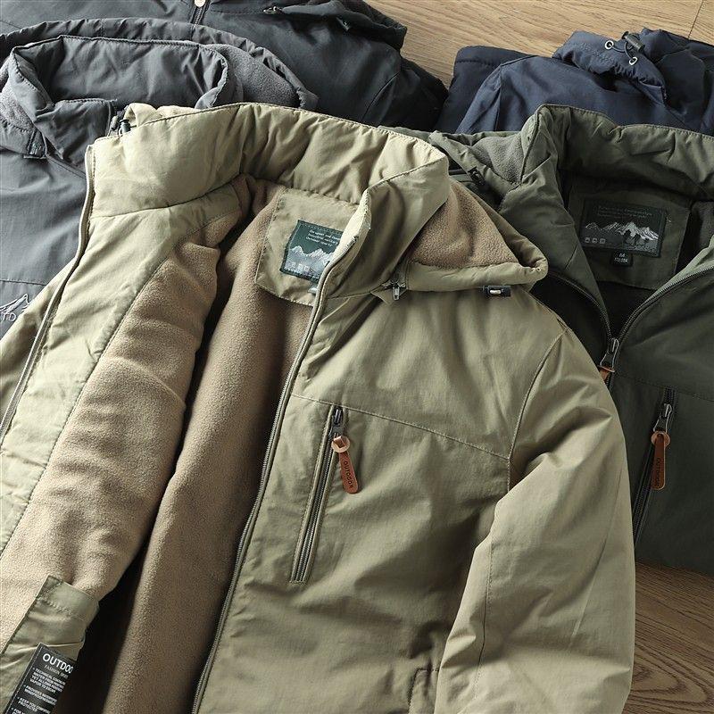 Men's High-Density Windproof Waterproof Winter Fleece-Lined Thickened Outdoor Jacket