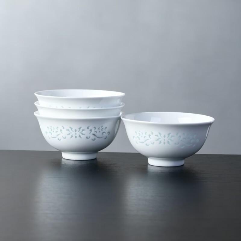 Jingdezhen 4.75-inch Underglaze Ceramic Rice Bowls (4-Pack)
