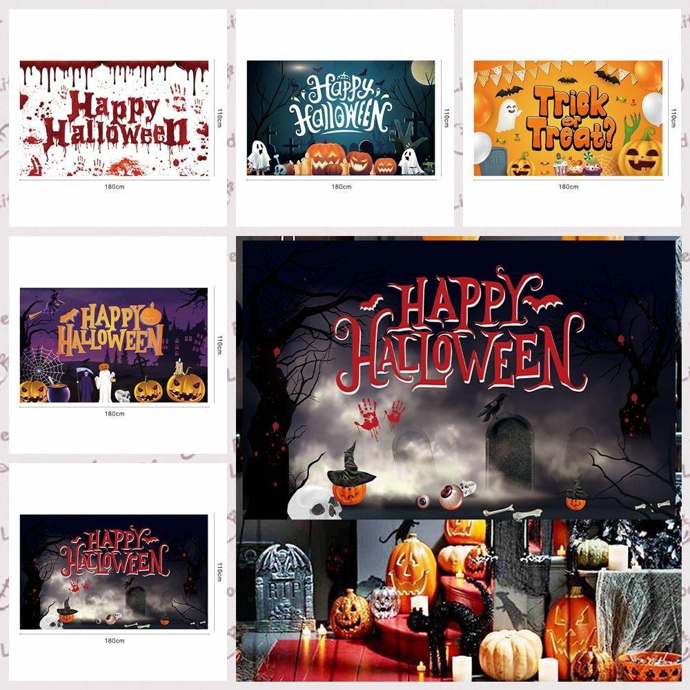 Scary Atmosphere Halloween Flag Trick Or Treat Happy Halloween Banner Multi-style   Home Decor