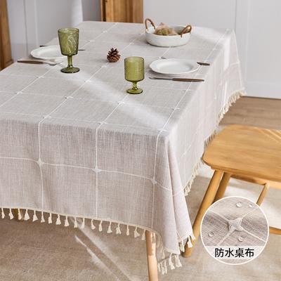Japanese Plaid Waterproof Tablecloth Fringed Jacquard Rectangular Table Fabric Atmosphere Decoration Tablecloth Coffee Table