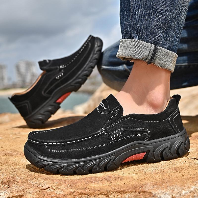 Large Size Leather Shoes Men's Outdoor Mountaineering Leather Shoes Casual Platform Non-slip Fashion Versatile Spring and Autumn Men's Leather Sho