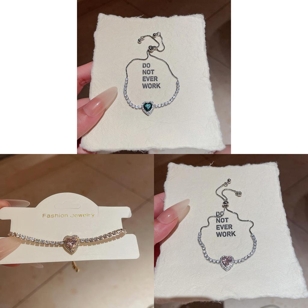 European Style Ladies Heart Pendant Bracelet With Cubic Zirconia For Gift And Office Wear