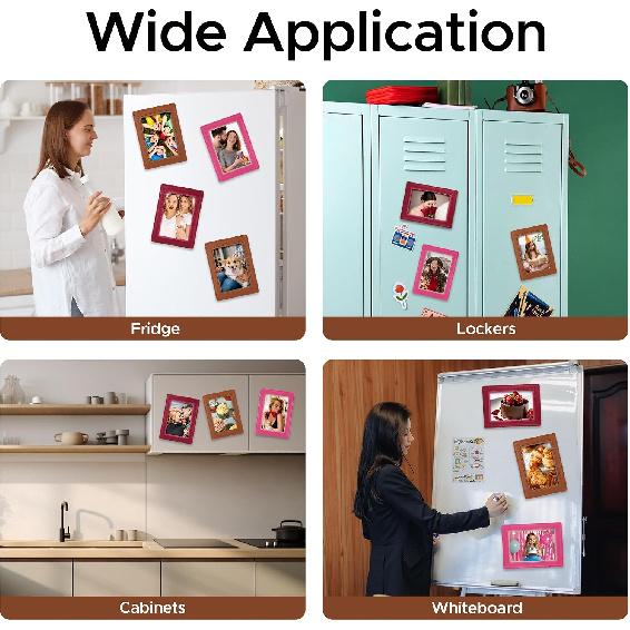 2 PCS Personalized Car Visor Picture Frame 4x6, Leather Car Photo Holder with Detachable Visor Clip, Magnetic Picture Frame for Refrigerator, Decor