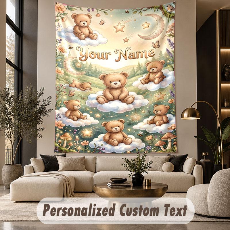 Orsacchiotto di peluche (342) Arazzo Personalizzato con Tema Testo Nome Personalizzato Appeso a Parete Arazzo Decorazione per la Casa Tessuto di Sfondo
