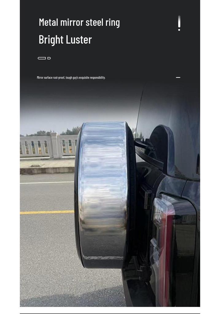Stainless Steel Rear Spare Tire Cover for Beijing BJ40E (13-26 Models) - Extended Range Version