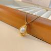 OPK Titanium Steel Fashion Pendant Pearl Necklace