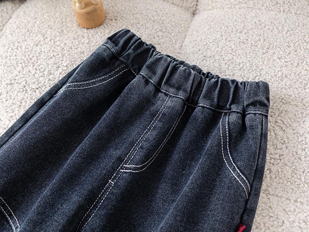 Boys' Autumn 2025 Denim Three-Piece Set: Stylish Long Sleeve Outfit for Kids