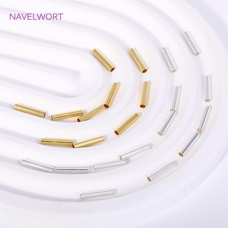 2*10mm Brass Smooth Tube Beads 18K Gold Plated Tube Beads Spacer Beads For Jewelry Making, DIY Jewelry Material Wholesale