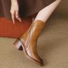 Retro-Stil Mittelhohe Martin-Stiefel mit seitlichem Reißverschluss, dicker Absatz, Damen Herbst Neu Zapatos De Mujer
