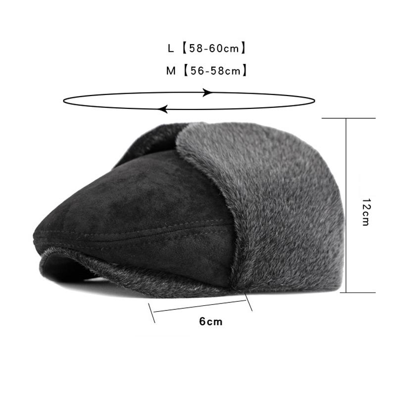 Beret Hat Men's Winter Velvet Thick Ear Protection Warm Beret Outdoor Windproof Cold-Proof Middle-Aged Elderly Men's Cap