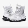 Cool Women's High-tops, Autumn and Winter Platform Shoes, Fleece Boots, Women's PU Leather Shoes, Snow Boots