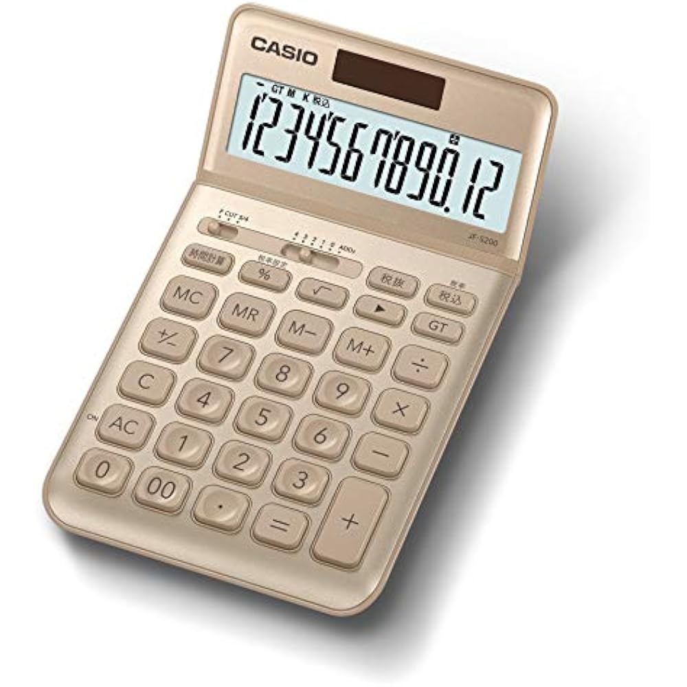 Casio Stylish Calculator Gold 12 Digit Just Type JF-S200-GD-N