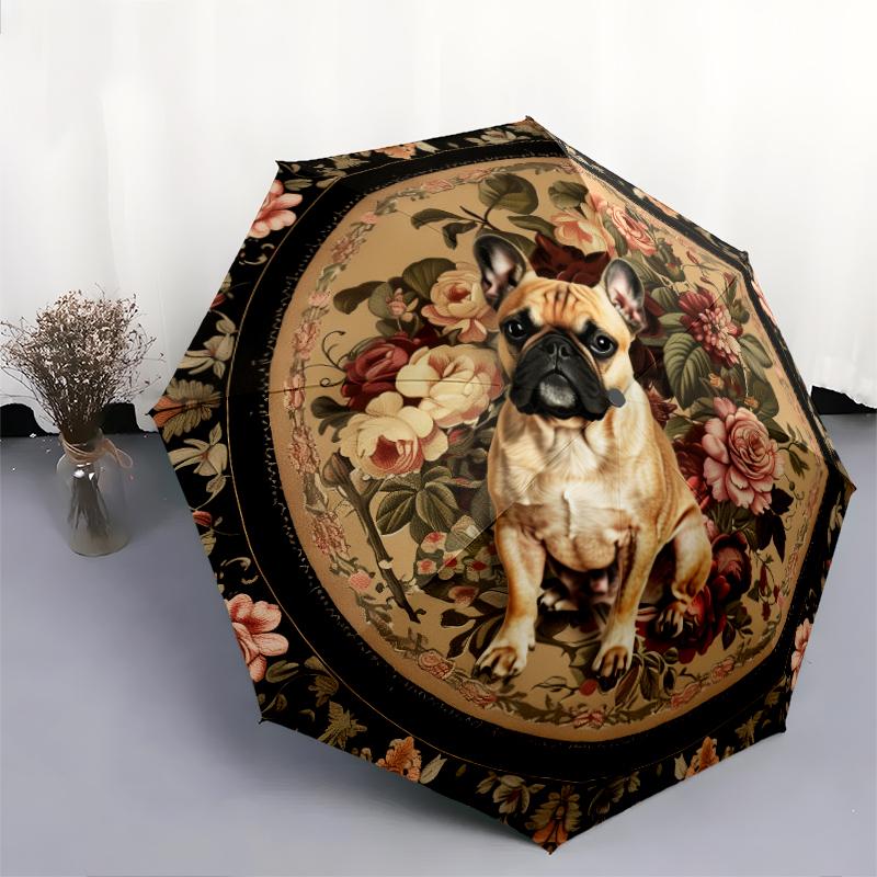 Dog pattern, automatic folding umbrella, portable and foldable design, 8 ribs, a Christmas or birthday gift.