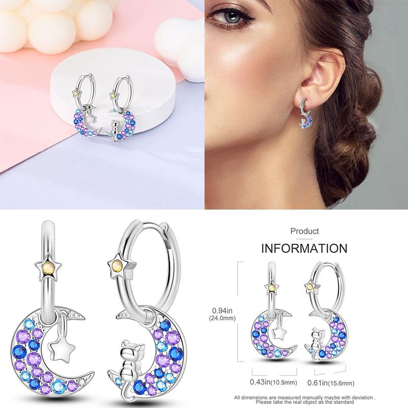 New Earrings 100% Genuine 925 Silver Women Hoop Earring Women's Wedding Engagement Girlfriend Wife Birthday Gift