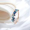 New  Rose Gold Color Ring For Women Luxury Blue Natural Zircon Leaf Ethnic Wedding Jewelry Daily Party Accessories