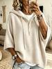 2026 Women's Autumn and Winter New Sweater European and American Button Knitted Hooded Half Open Button Lazy Wind Solid Color Versatile
