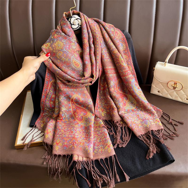 Women Paisley Scarf Cashmere Feeling Pashmina Shawls Tassel Hijab Head Wraps Femme Winter Scarves Foulard Bufanda