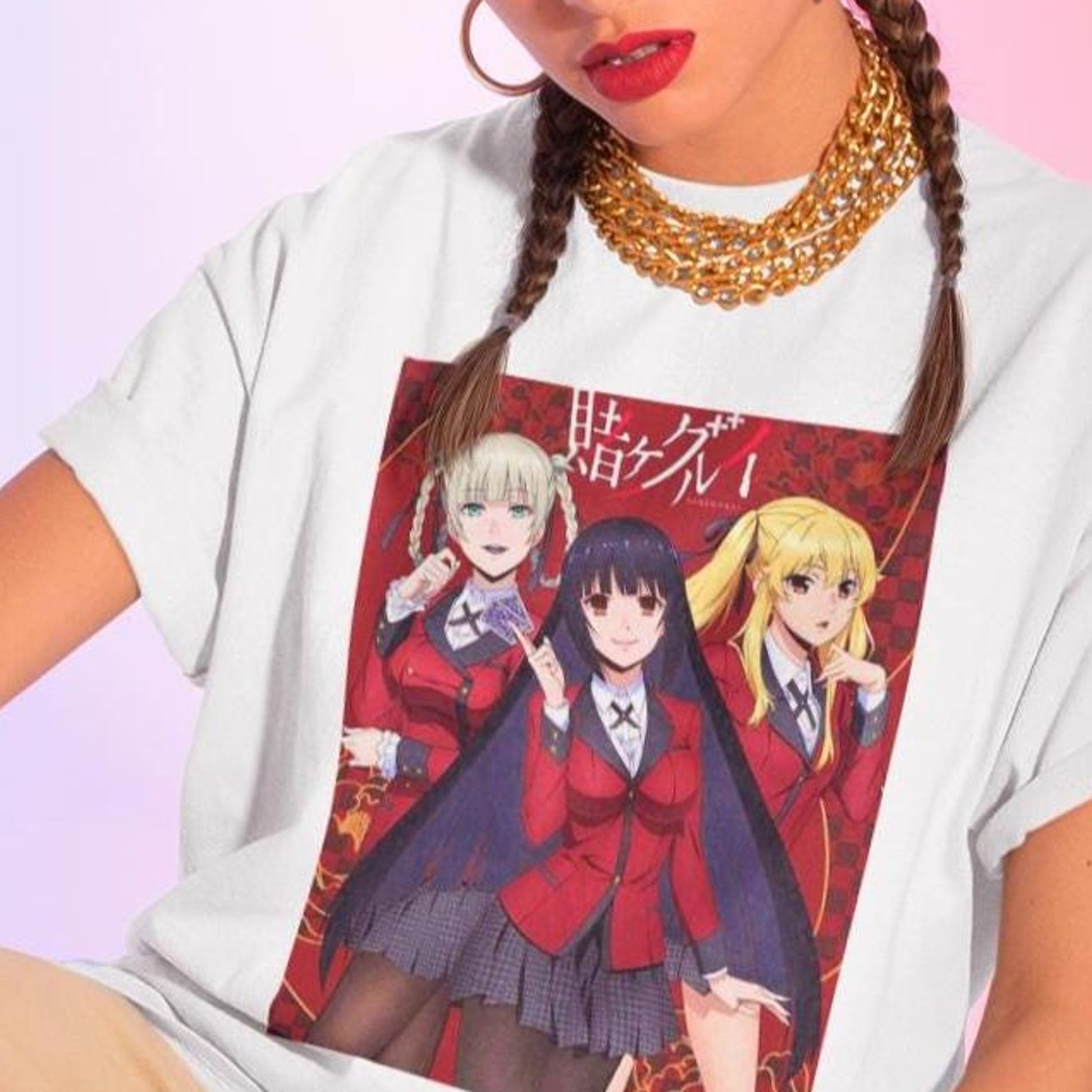 Kakegurui Anime Shirt – Yumeko Jabami,Mary Saotome,Kirari Momobami,Midari Ikishima,Kakegurui Tee 4XL