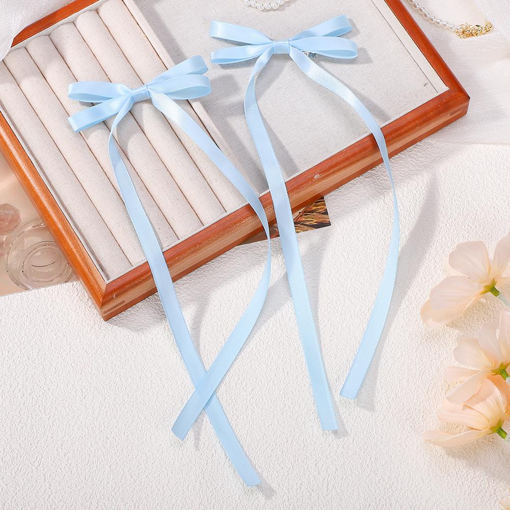 LOVEKIKI 2Pcs Long Tassel Hair Bow Hair Clips for Girl Lovely Ribbon Headwear Ins Party Ponytail Barrette Women Hair Accessories