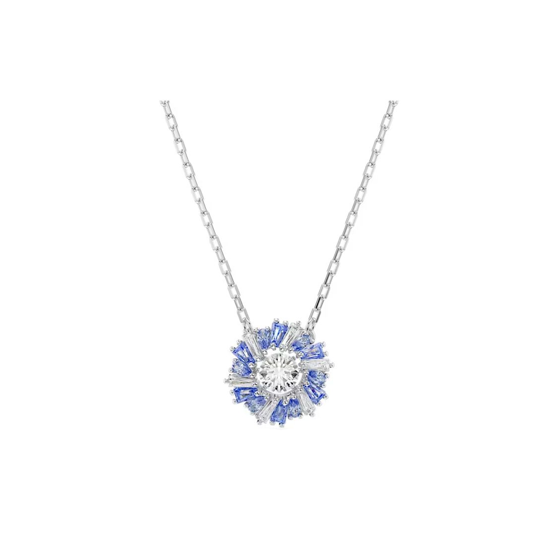Swarovski Idyllia Flower Shaped Pendant Necklace With Cubic Zirconia Rhodium Plated Imitation Crystal Women necklace Silver 5680013 Box (Random Color)