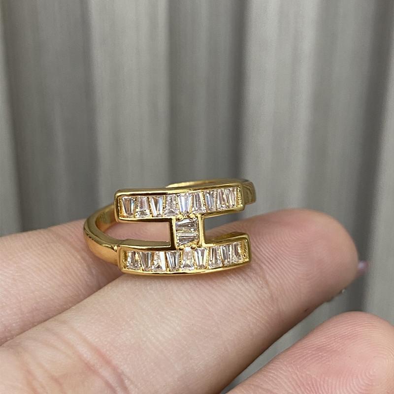 Plated 18k Seiko ins Wind Personality Index Finger Ring Flash Diamond Zircon Open Ring