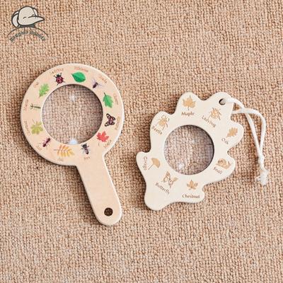Children's Outdoor Exploration Toys Natural Insect Leaf Recognition Magnifying Glass Wooden Montessori Observation Toy Baby Gift