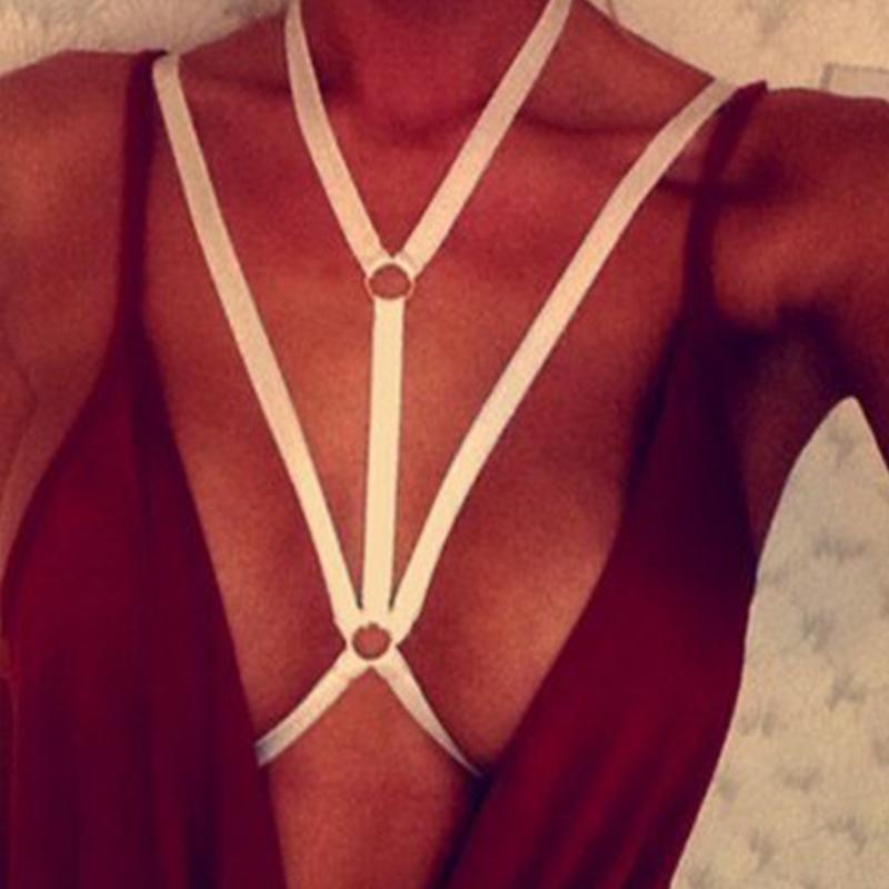 Černé podvazky Bandážová podprsenka Dámský postroj Lingerie Goth Crop topy Dámská podprsenka