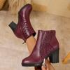 Fashion Women's New Ankle Boots 2025 Autumn Thick High-heeled Short Boots Back Zipper Splicing Plus Size Fashion Short Botines Mujer