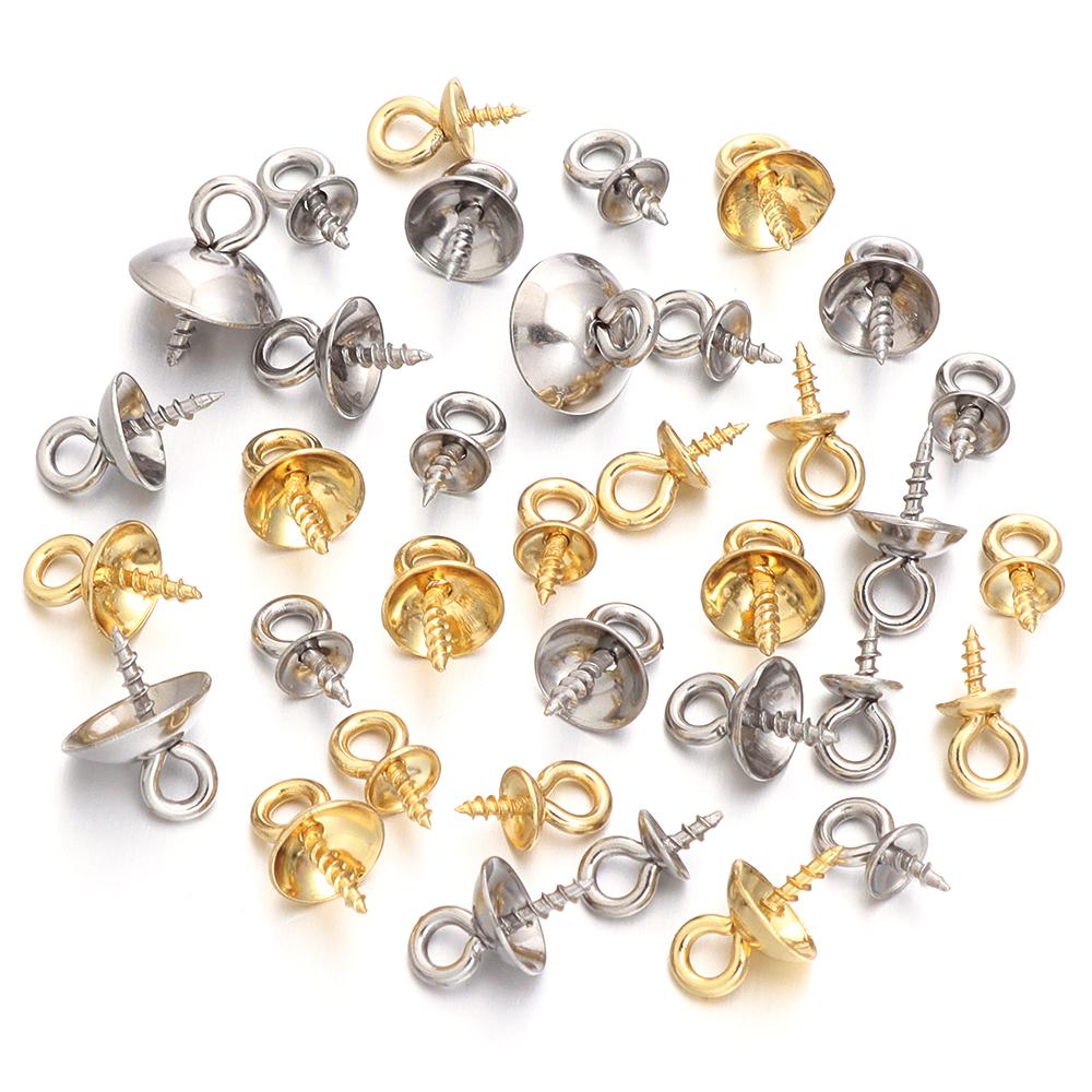 20 pezzi Occhielli a Vite in Acciaio Inossidabile Ganci Superiori Perline Forate Tappi Terminali Metallici Ciondolo Per la Realizzazione di Gioielli Fai da Te Accessori per Collane