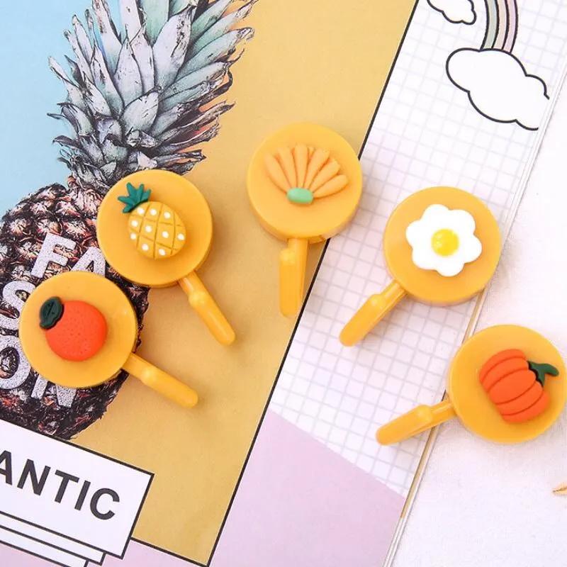 2Pcs Cartoon Fruit Animals Self Adhesive Wall Hook Bathroom Kitchen accessories Single Hook Towel Hat Key Bag Hanger decor Storage