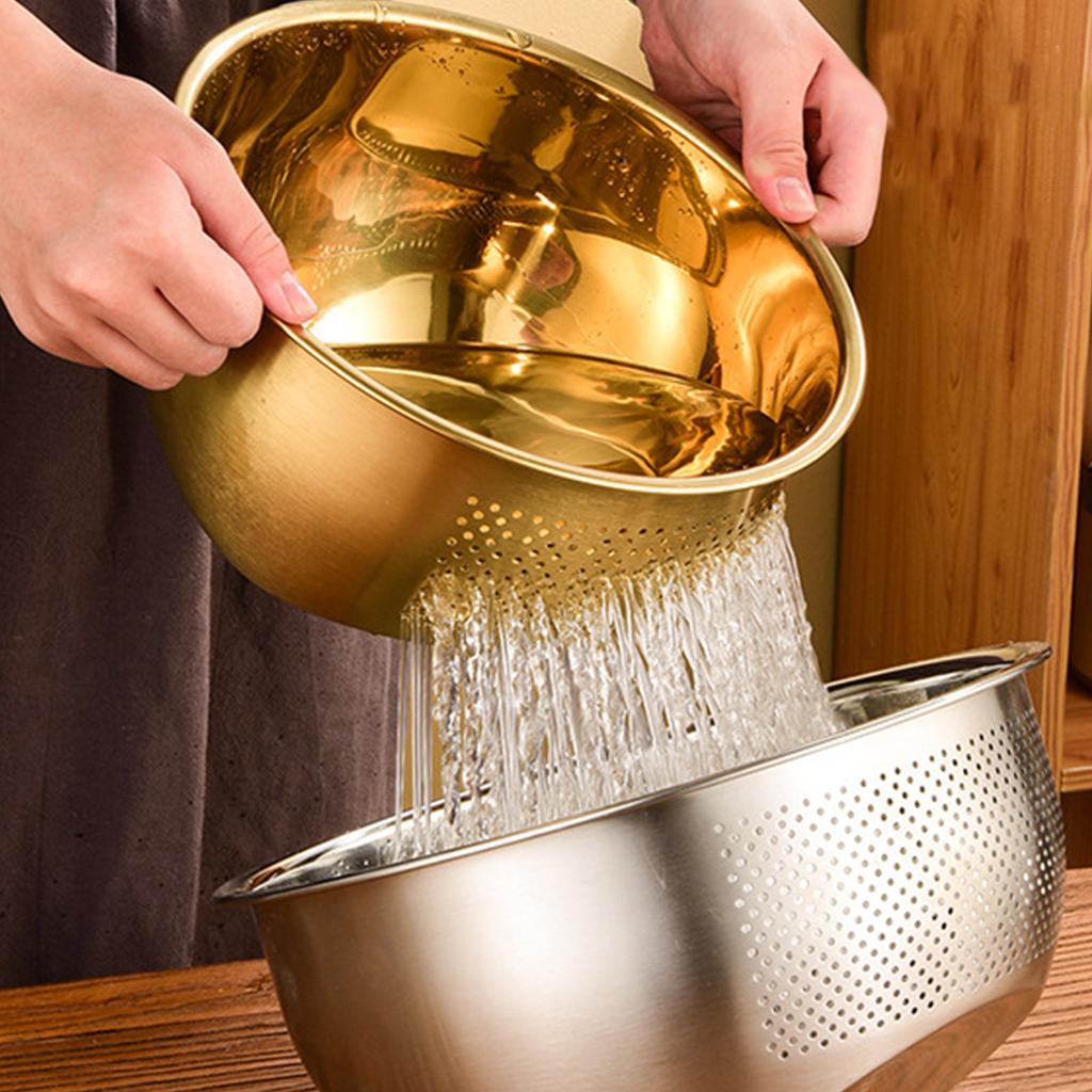 Stainless Steel Rice Washing Sieve, Creative Slanted Bottom Basin, Household Kitchen, Fruit Washing Rice And Vegetable Basket