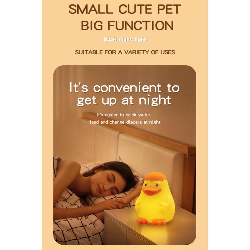 Silicone Cute Duck Pat Light Induction Night Light USB Charging Ornament Ambient Lighting Night Light
