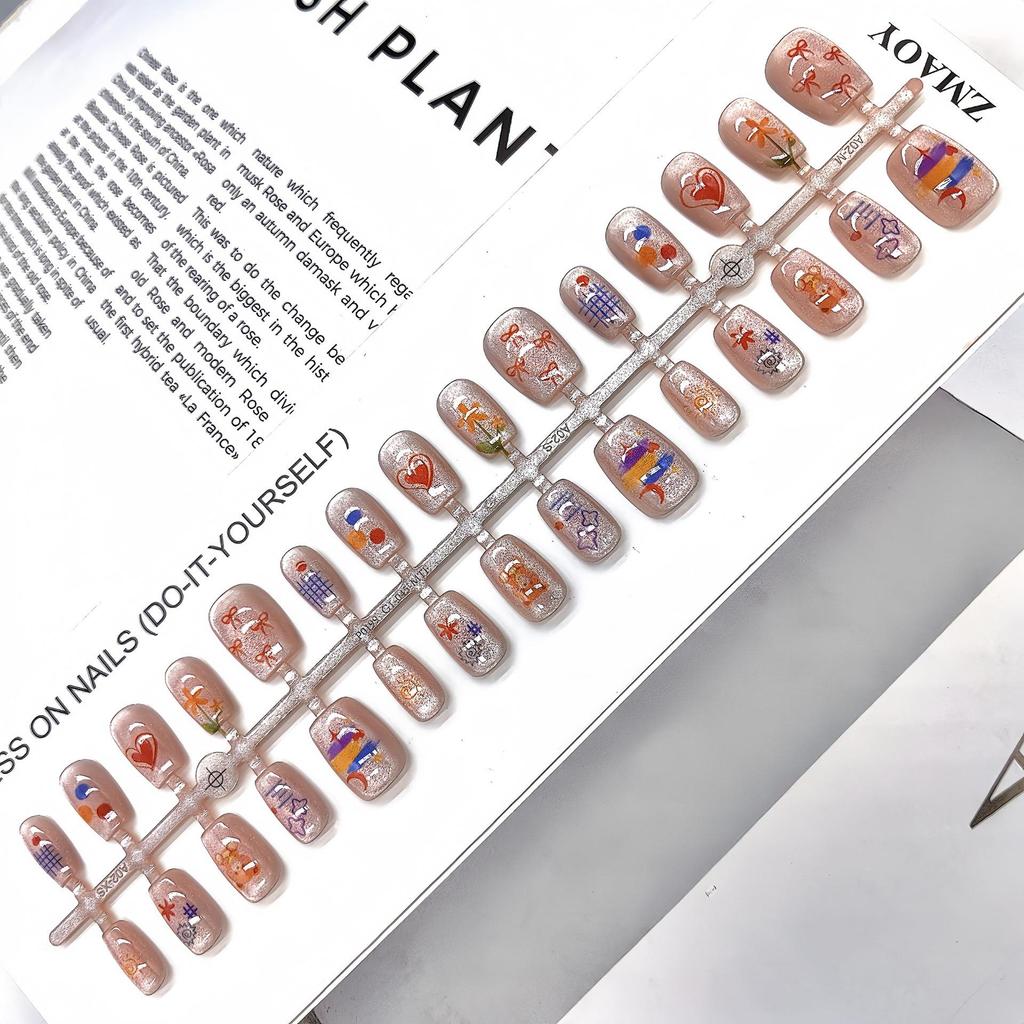 Cartoon Multi-Pattern High-Quality Wearable Nail Tips for Professional & Commute Style Manicure