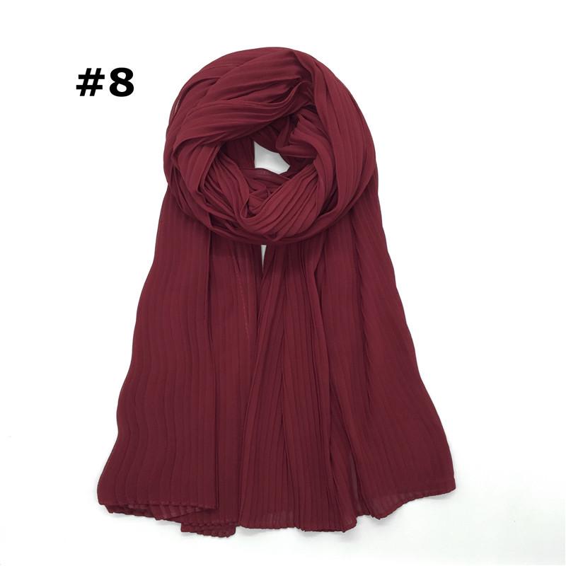 Women Solid Color Pleat Muslim Sunscreen Headscarf