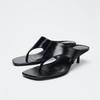 Damenmode Stiletto-Sandalen Sommer Neu Eckige Zehen Offene Zehen Clip-Zehen Rutschfest Abriebfest Flip-Flops
