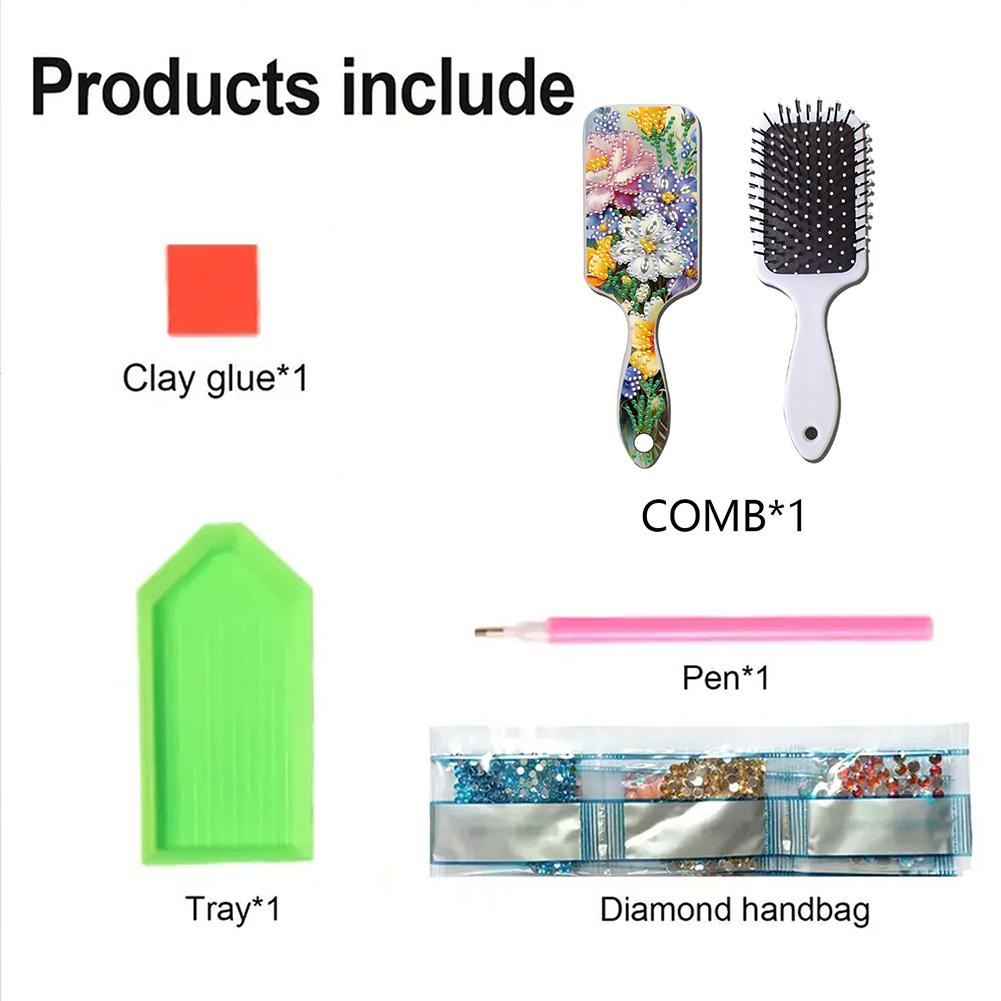 2pcs Diamond Comb Hair Brush DIY Craft Supplies Diamond Painting Hair Brush Crystal Air Cushion for Women