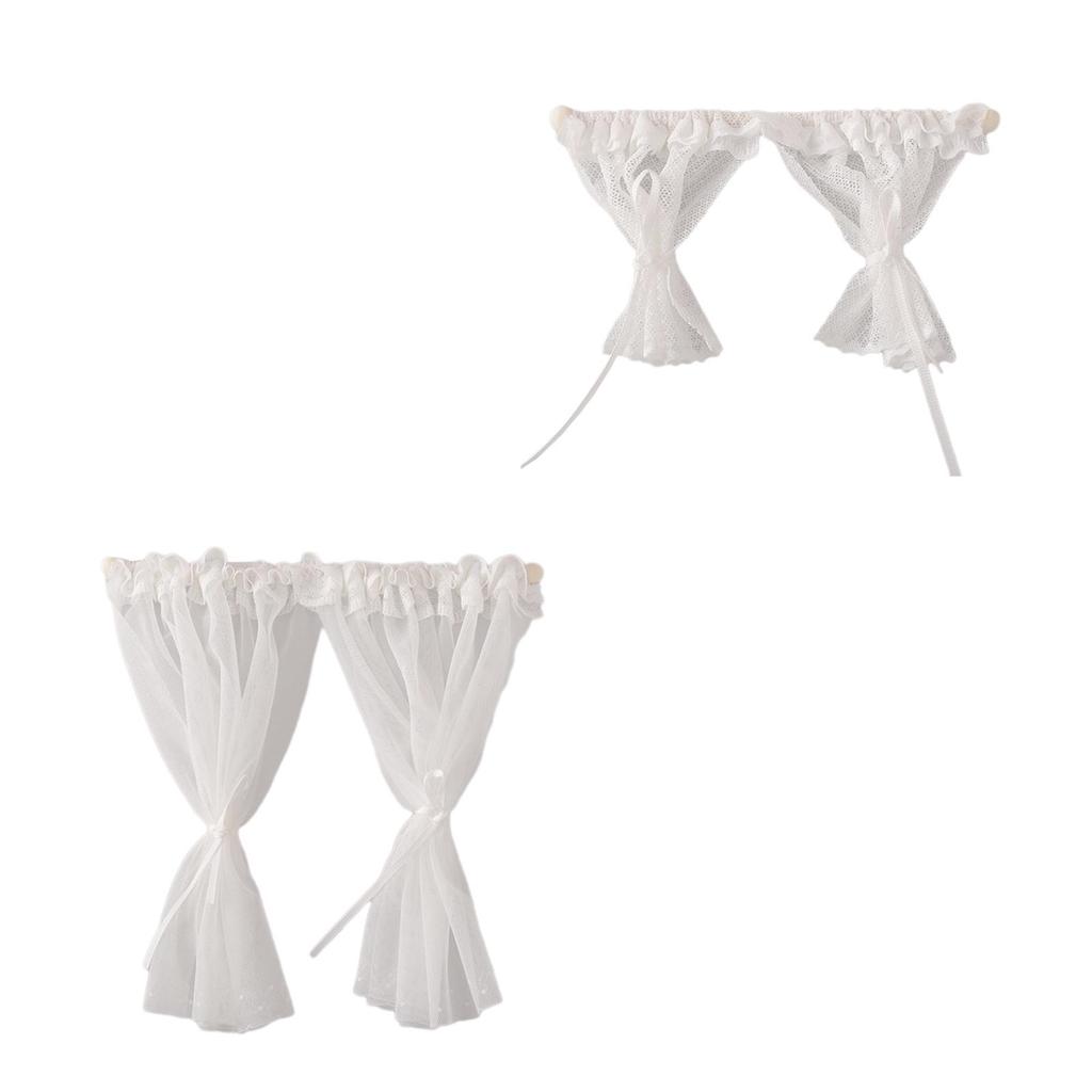 1/12 Scale Mini Window Curtain for DIY Micro Landscape Tiny House Decoration